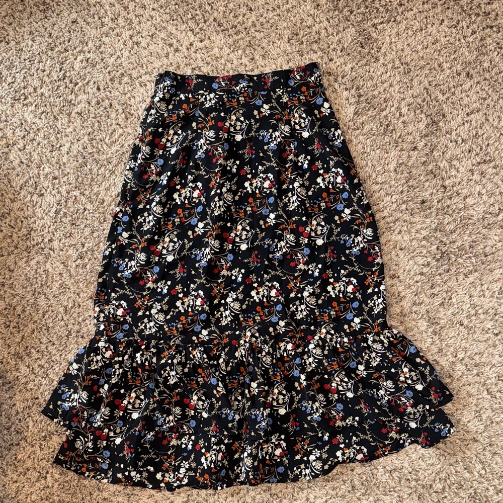 Floral Black Skirt